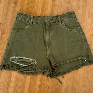 Rolla’s Olive Green Distressed Women Shorts